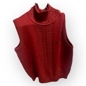Enzoro Valentino Deep Red Knit Sweater Vest Academia Top Size Medium